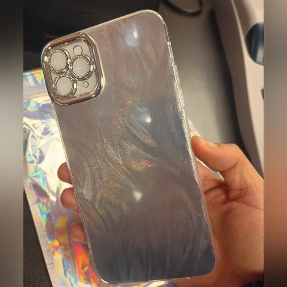 iPhone 11 Pro Max Silver Iridescent Glossy Plastic Back Case Cover - Picture 8 of 8